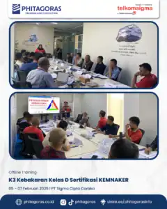 Inhouse Training K3 Kebakaran Kelas D Sertifikasi Kemnaker, PT Sigma Cipta Caraka 5 - 7 Febuari 2025