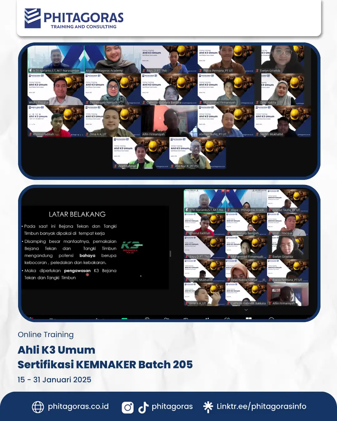 Public Ahli K3 Umum Kemnaker Batch 205 15 - 31 Januari 2025 