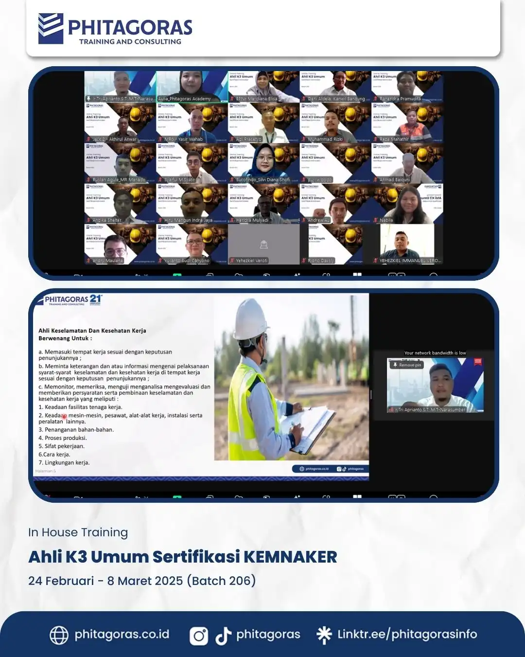 Ahli K3 Umum Sertifikasi KEMNAKER Batch 206
