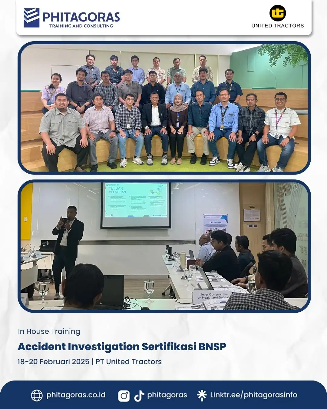 IHT - Accident Investigation Sertifikasi BNSP, PT United Tractors, 18-20 Februari 2025