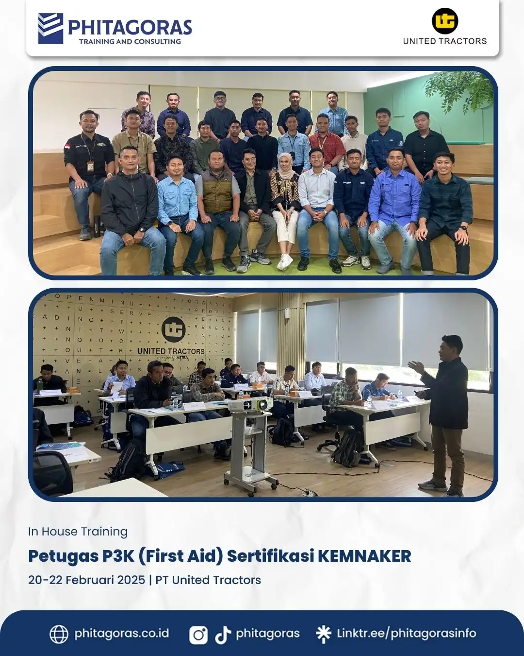 Petugas P3K (First Aid) Sertifikasi KEMNAKER, PT United Tractors (20-22 Februari 2025)
