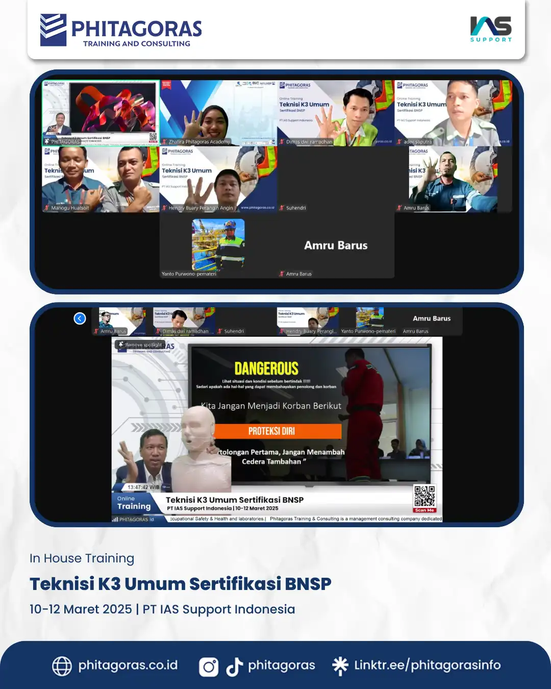 Teknisi K3 Umum Sertifikasi BNSP, PT IAS Support Indonesia (10-12 Maret 2025)