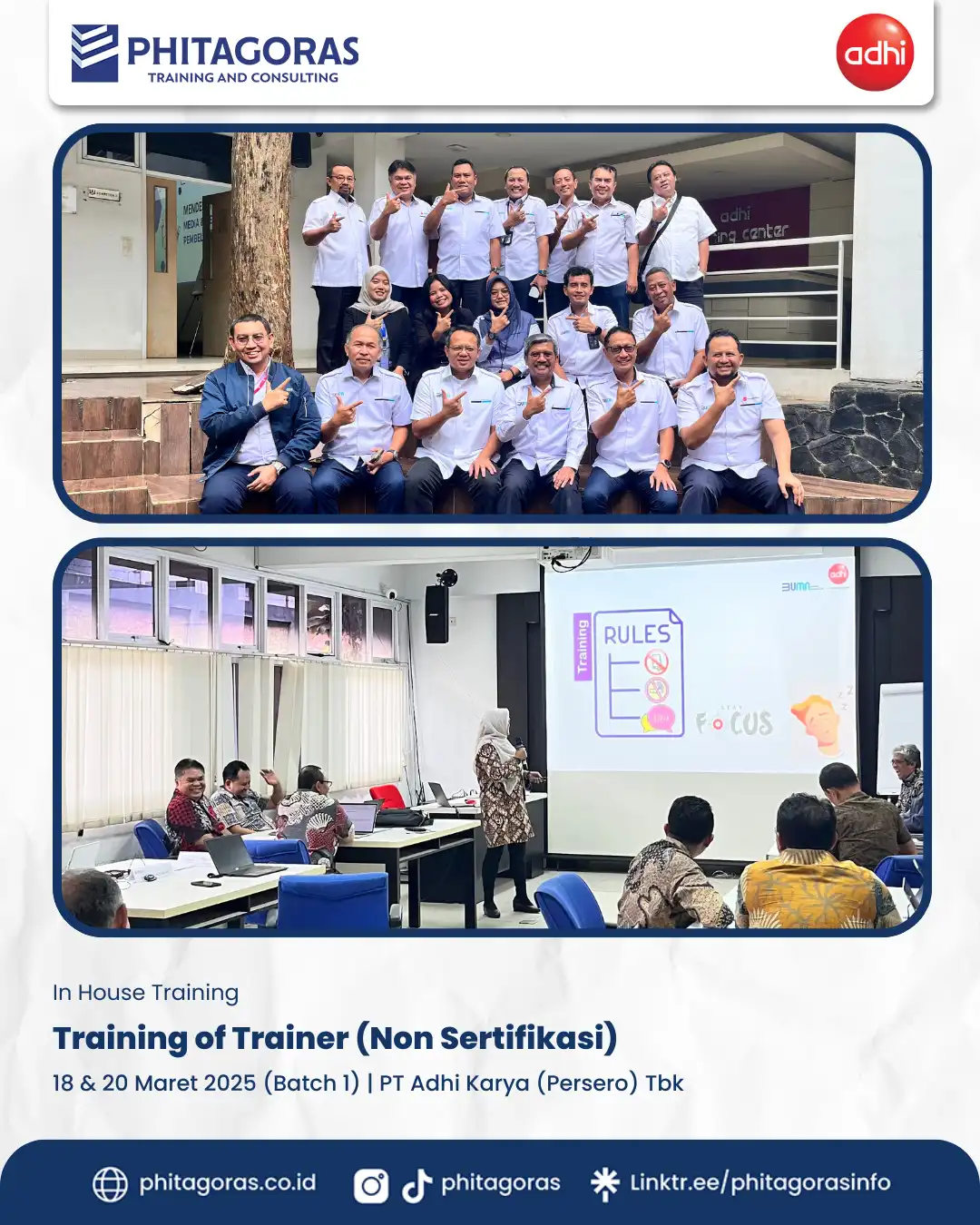Training of Trainer (Non Sertifikasi) (Batch 1), PT Adhi Karya (Persero) Tbk (18 & 20 Maret 2025)