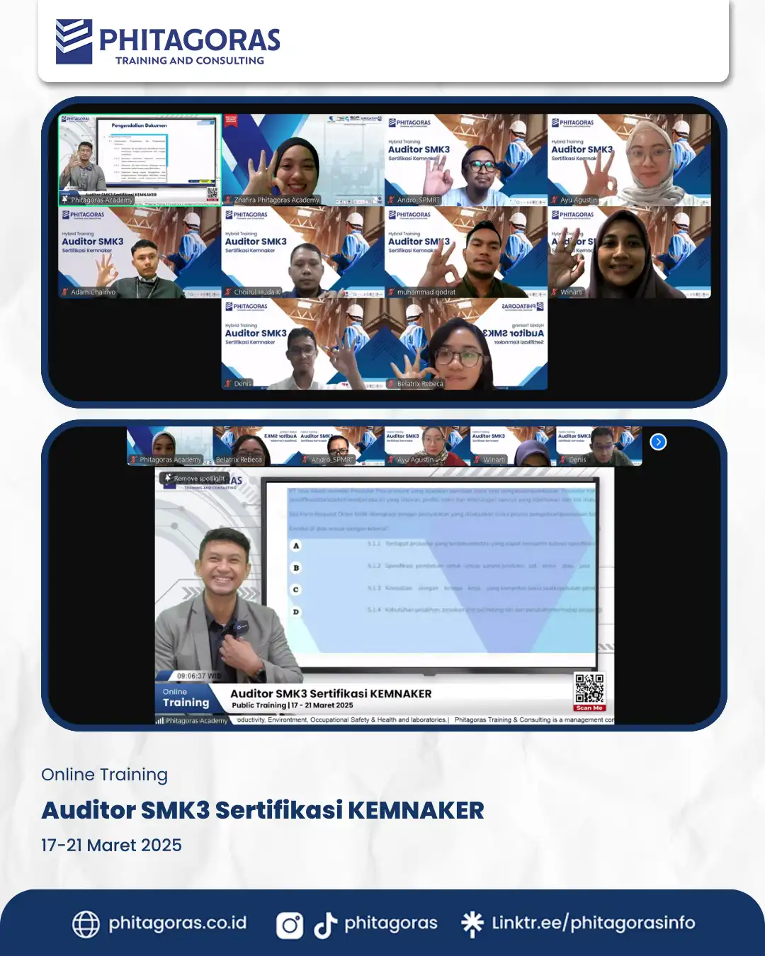 Auditor SMK3 Sertifikasi KEMNAKER 17-21 Maret 2025