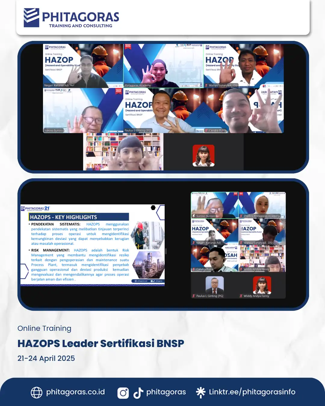 Online Training - HAZOPS Leader Sertifikasi BNSP (21-24 April 2025)