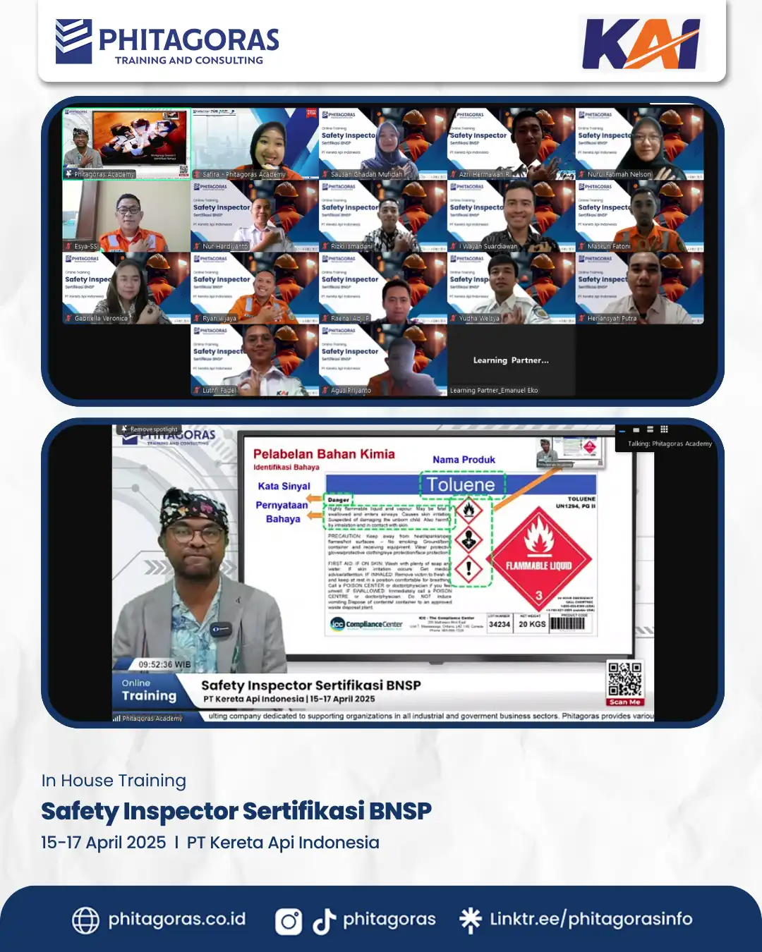 Safety Inspector Sertifikasi BNSP, PT Kereta Api Indonesia (15-17 April 2025)