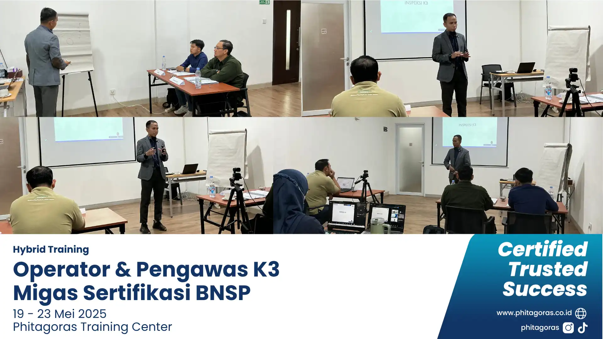 Foto Kegiatan Peserta mengikuti Hybrid Training Operator & Pengawas K3 Migas Sertifikasi BNSP bersama Phitagoras di Training Center pada 19–23 Mei 2025.