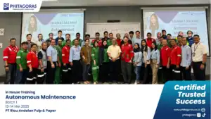 Foto bersama In House pelatihan Autonomous Maintenance - PT Riau Andalan Pulp & Paper Batch 1 13-14 Mei 2025