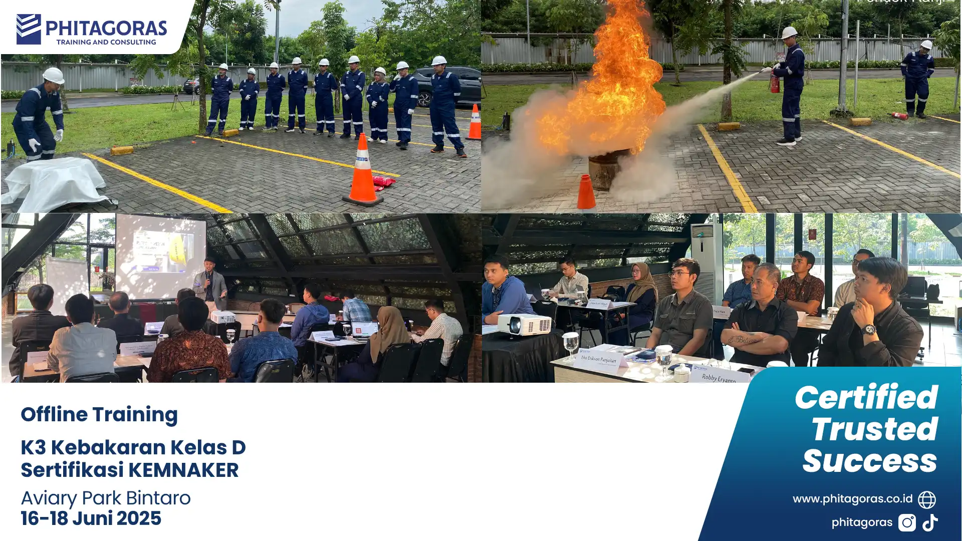 Dokumentasi Kegiatan Offline Training K3 Kebakaran Kelas D Sertifikasi KEMNAKER, Aviary Park Bintaro (16-18 Juni 2025)