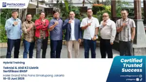 Foto Bersama Hybrid Training Teknisi & Ahli K3 Listrik Sertifikasi BNSP, Hotel Grand Whiz Poins Simatupang Jakarta (10-13 Juni 2025)