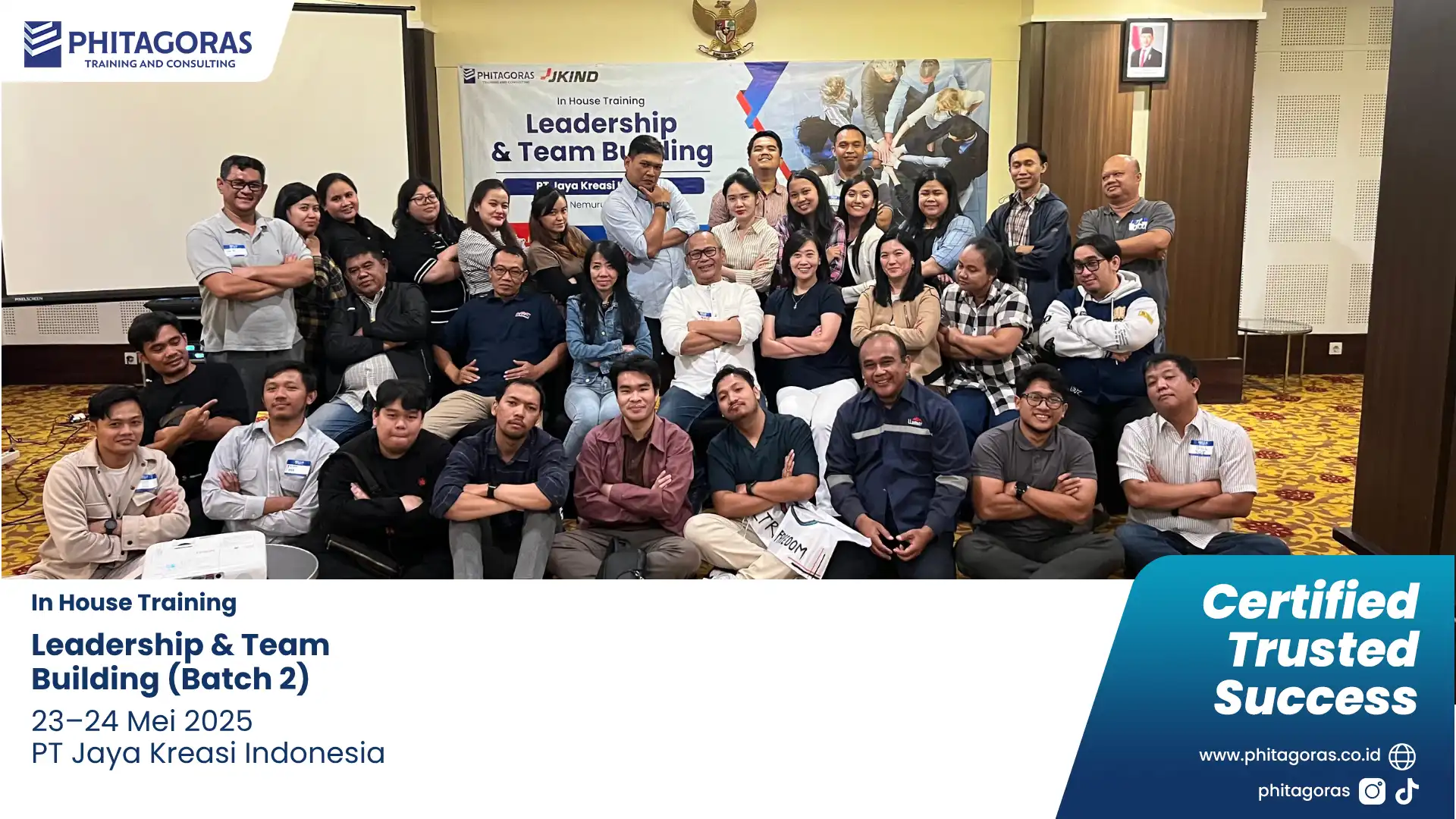 Foto Bersama In House Training Leadership & Team Building (Batch 2) 23–24 Mei 2025 PT Jaya Kreasi Indonesia