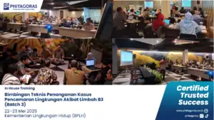 Foto Kegiatan In House Training Bimbingan Teknis Penanganan Kasus Pencemaran Lingkungan Akibat Limbah B3 (Batch 3) – Kementerian Lingkungan Hidup, Badan Pengendalian Lingkungan Hidup 22–23 Mei 2025
