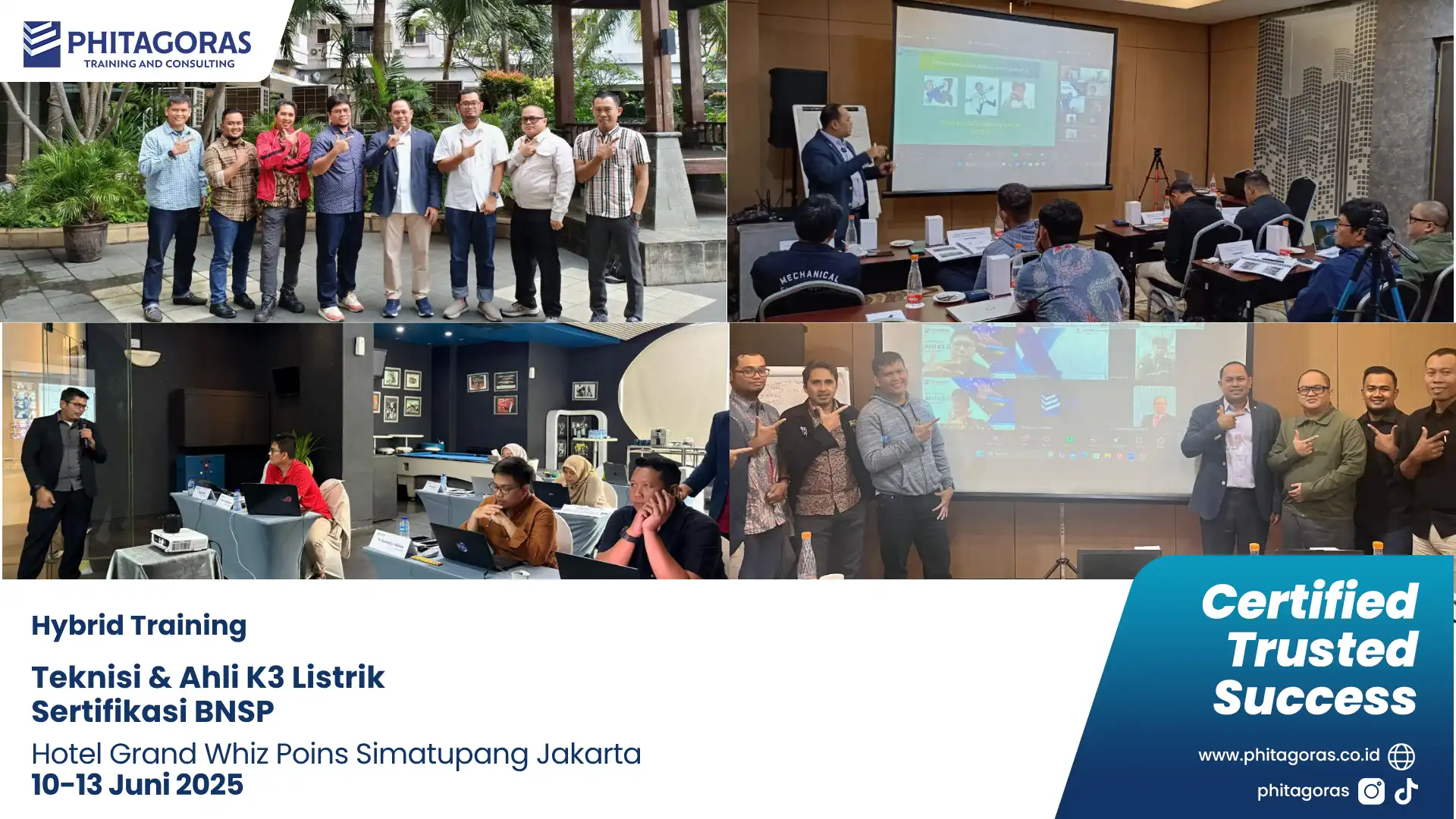 Dokumentasi Kegiatan Hybrid Training Teknisi & Ahli K3 Listrik Sertifikasi BNSP, Hotel Grand Whiz Poins Simatupang Jakarta (10-13 Juni 2025)