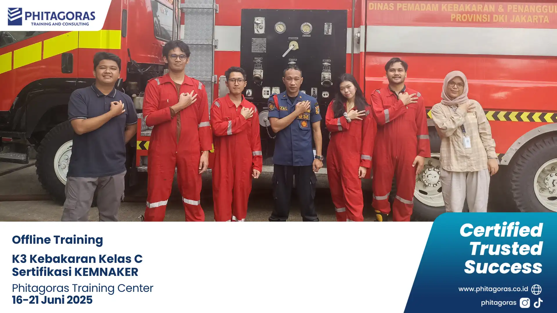 Foto Bersama Offline Training K3 Kebakaran Kelas C Sertifikasi KEMNAKER - Phitagoras Training Center 16-21 Juni 2025