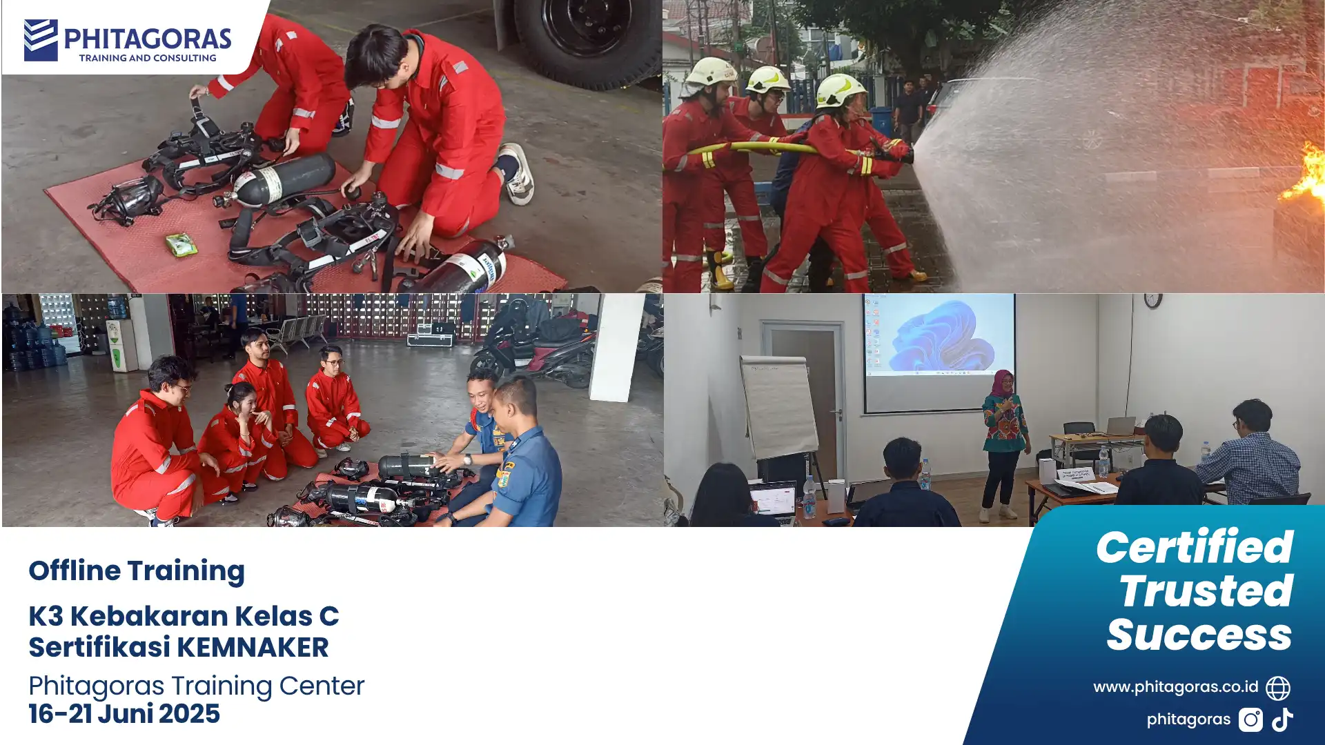 Dokumentasi Kegiatan Offline Training K3 Kebakaran Kelas C Sertifikasi KEMNAKER - Phitagoras Training Center 16-21 Juni 2025