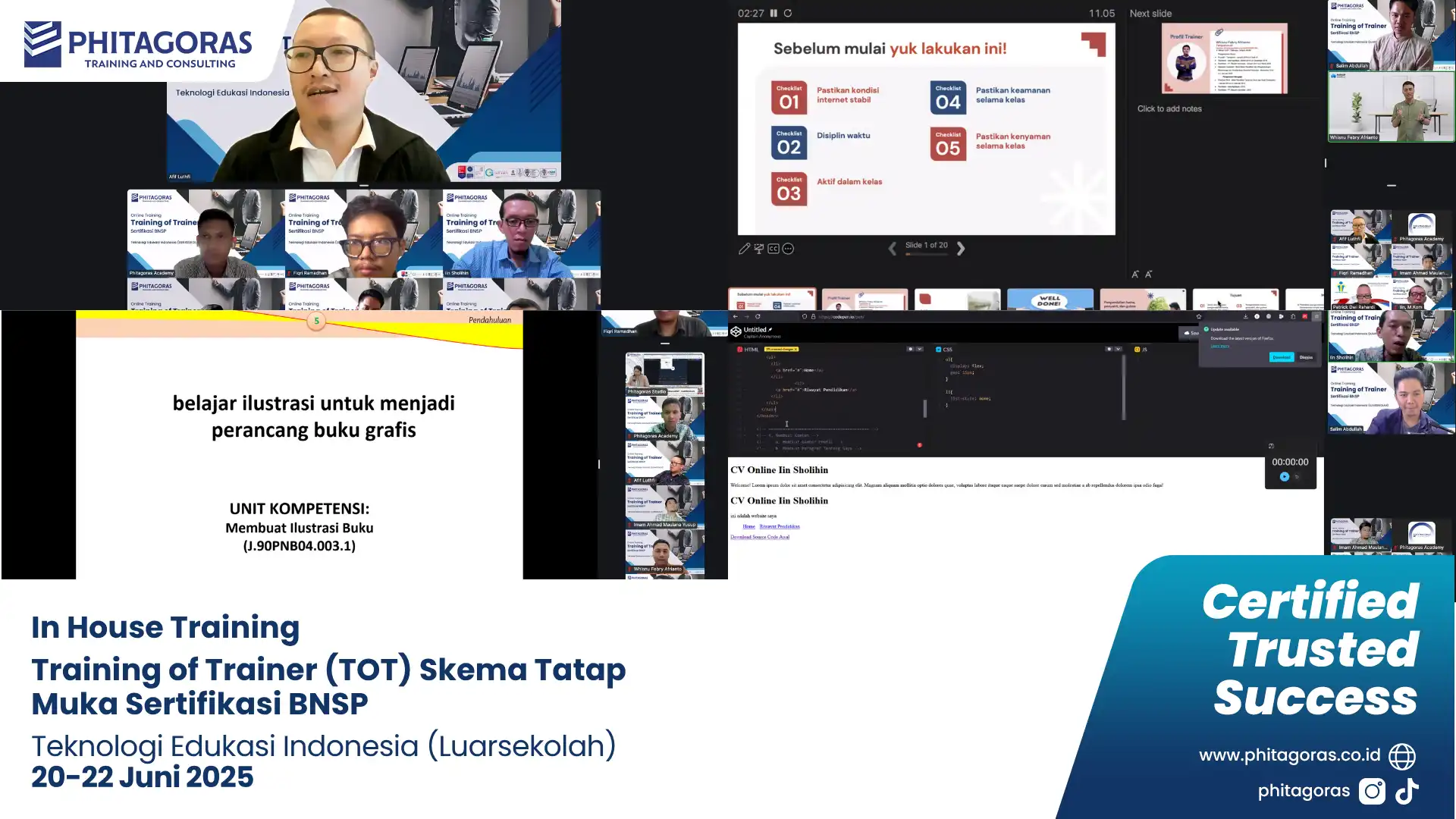Dokumentasi Kegaiatan In House Training - Training of Trainer (TOT) Skema Tatap Muka Sertifikasi BNSP Teknologi Edukasi Indonesia (Luarsekolah) 20-22 Juni 2025