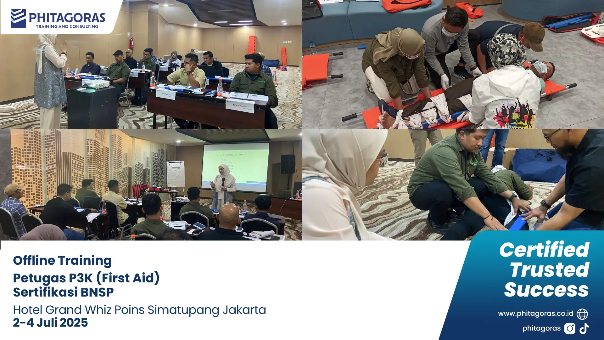 Dokumentasi Kegiatan Offline Training - Petugas P3K (First Aid) Sertifikasi BNSP, Hotel Grand Whiz Poins Simatupang Jakarta (2-4 Juli 2025)