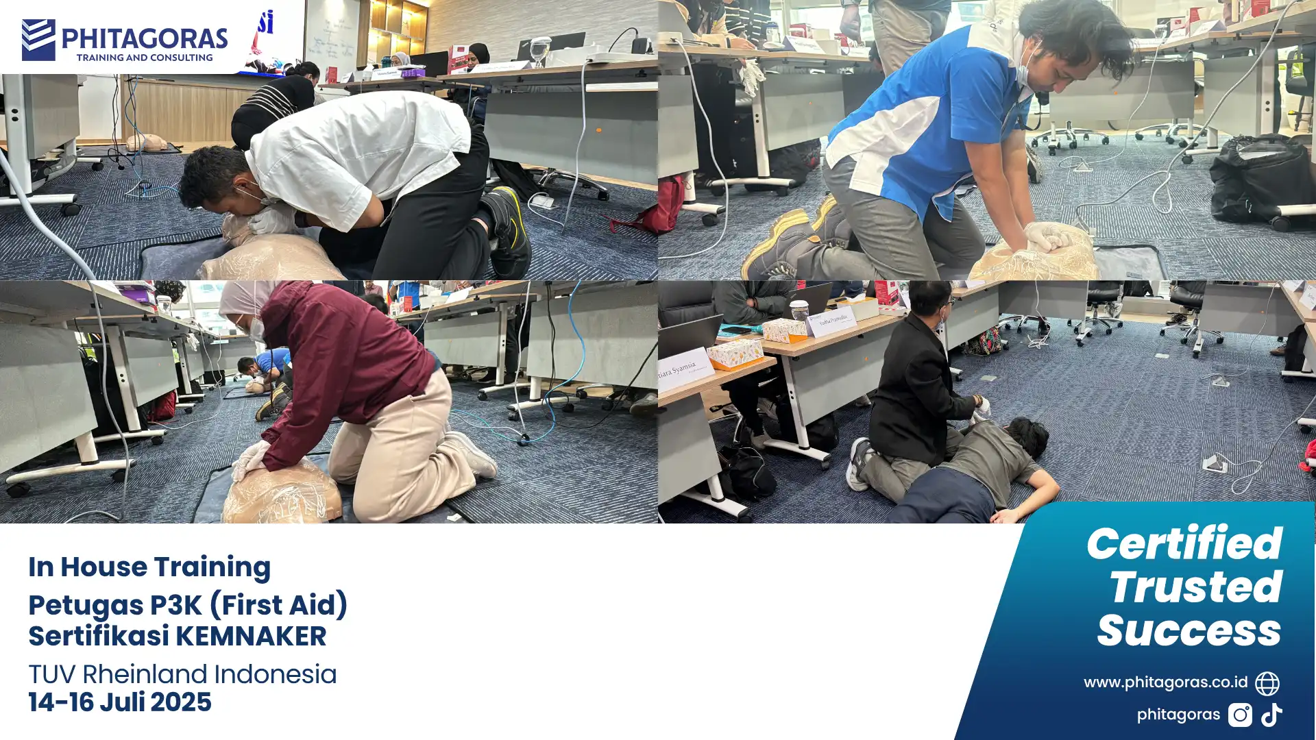 Dokumentasi Kegiatan Petugas P3K (First Aid) Sertifikasi KEMNAKER, TUV Rheinland Indonesia (14-16 Juli 2025)