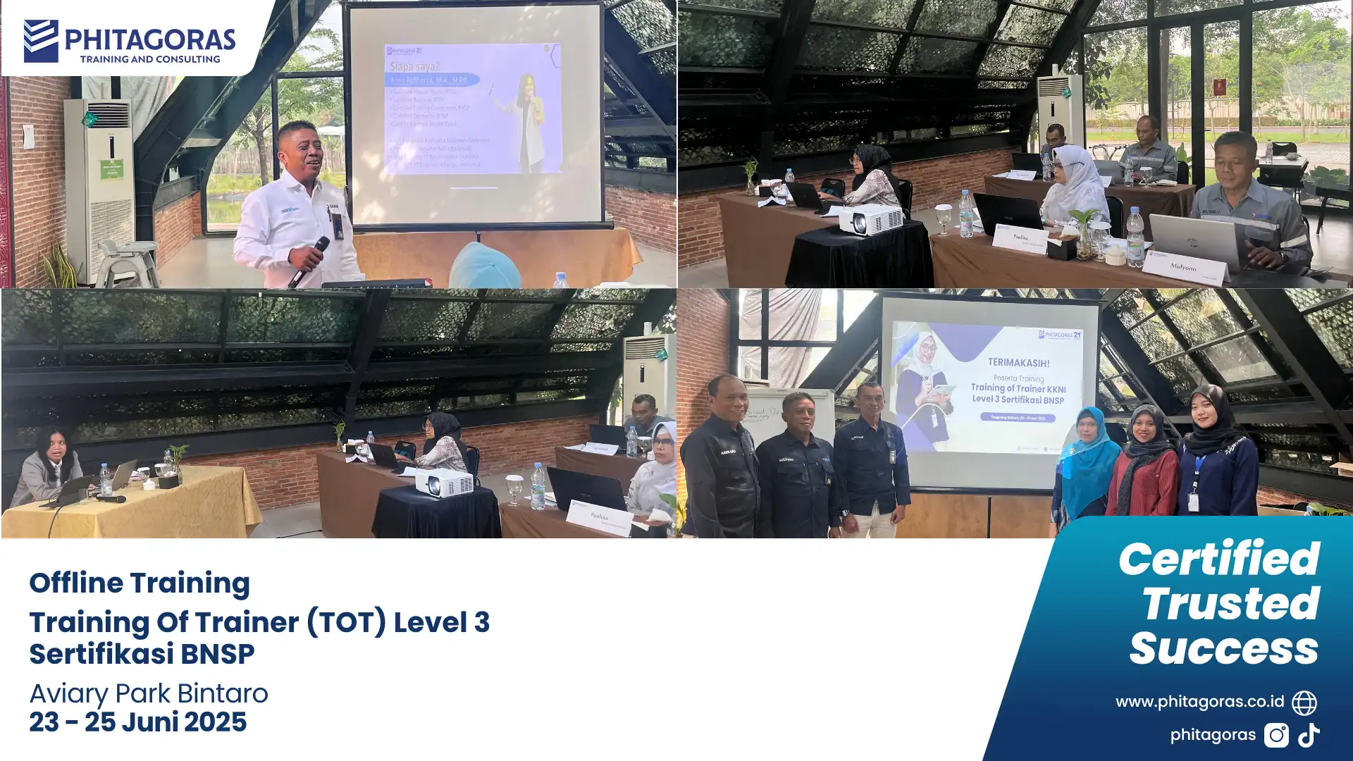 Dokuementasi Kegiatan Offline Training - Training Of Trainer (TOT) Level 3 Sertifikasi BNSP Aviary Park Bintaro 23-25 Juni 2025