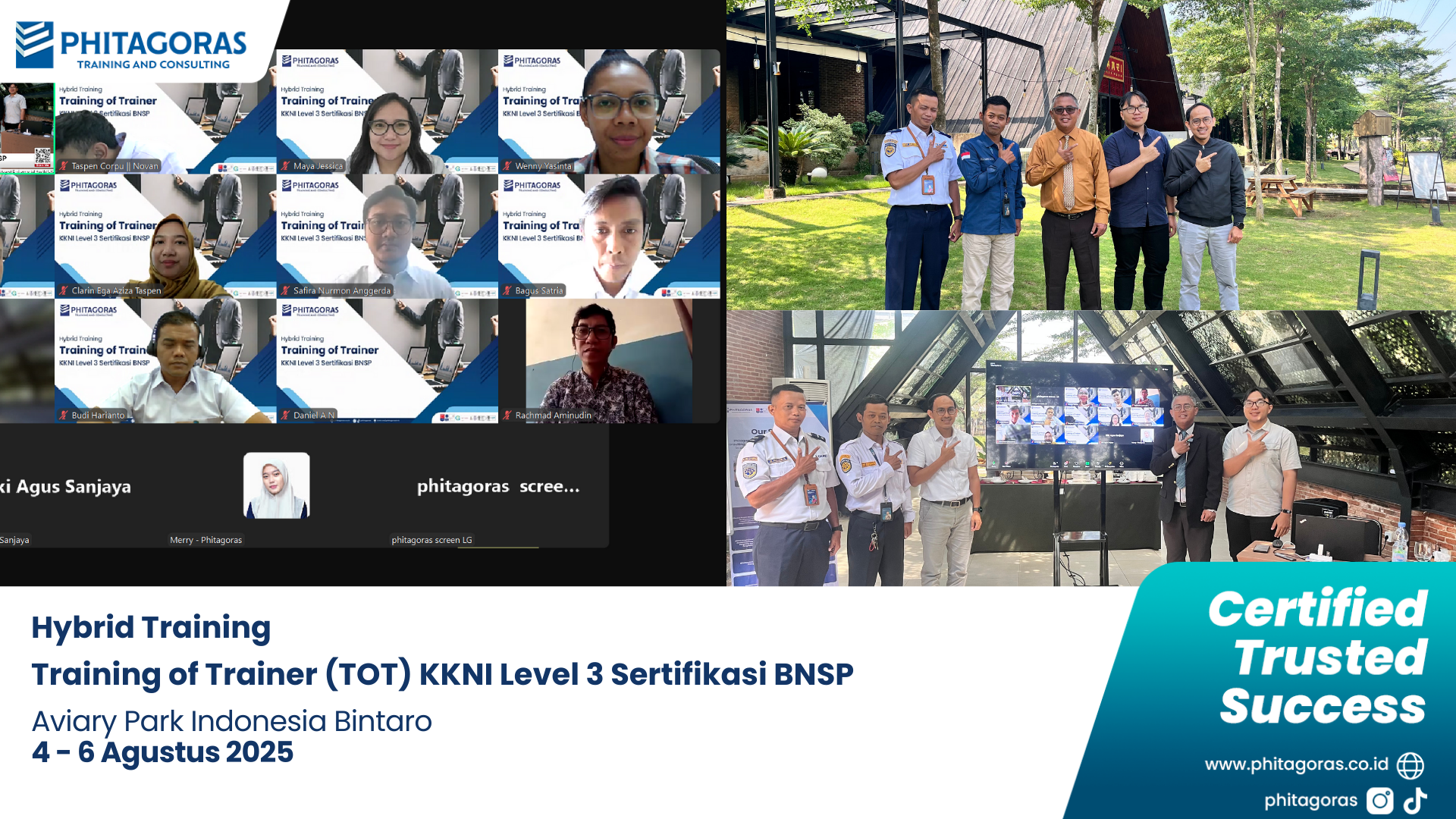 Dokumentasi Kegiatan Hybrid Training Training of Trainer (TOT) KKNI Level 3 Sertifikasi BNSP, Aviary Park Indonesia Bintaro 4 - 6 Agustus 2025