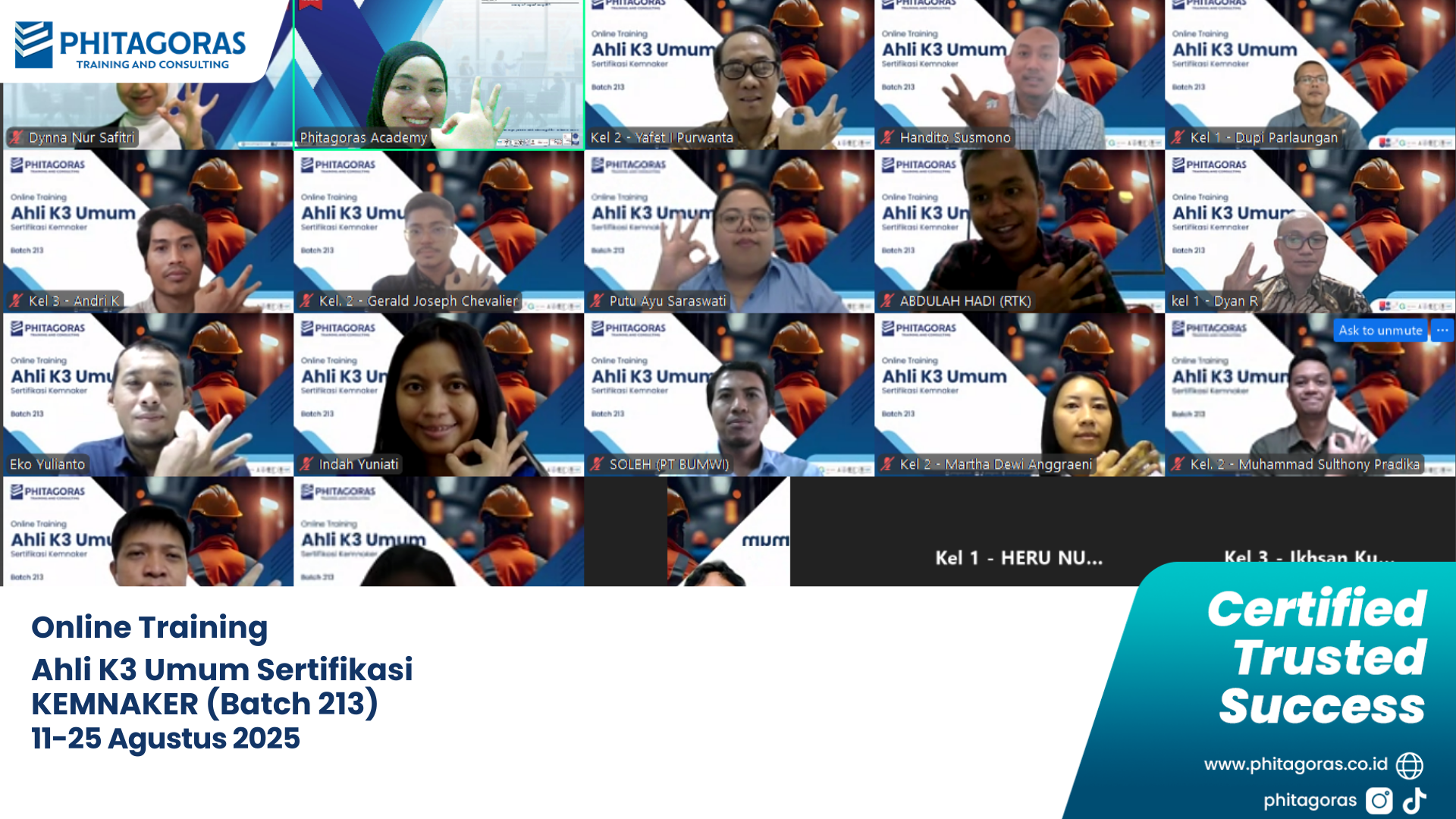 Foto Bersama Hybrid Training - HIMU & HIMA Sertifikasi BNSP, Aviary Park Indonesia Bintaro (11-14 & 15 Agustus 2025)