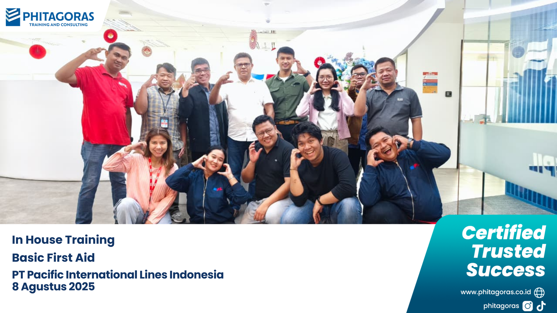 Foto Bersama IHT - Basic First Aid, PT Pacific International Lines Indonesia (8 Agustus 2025)