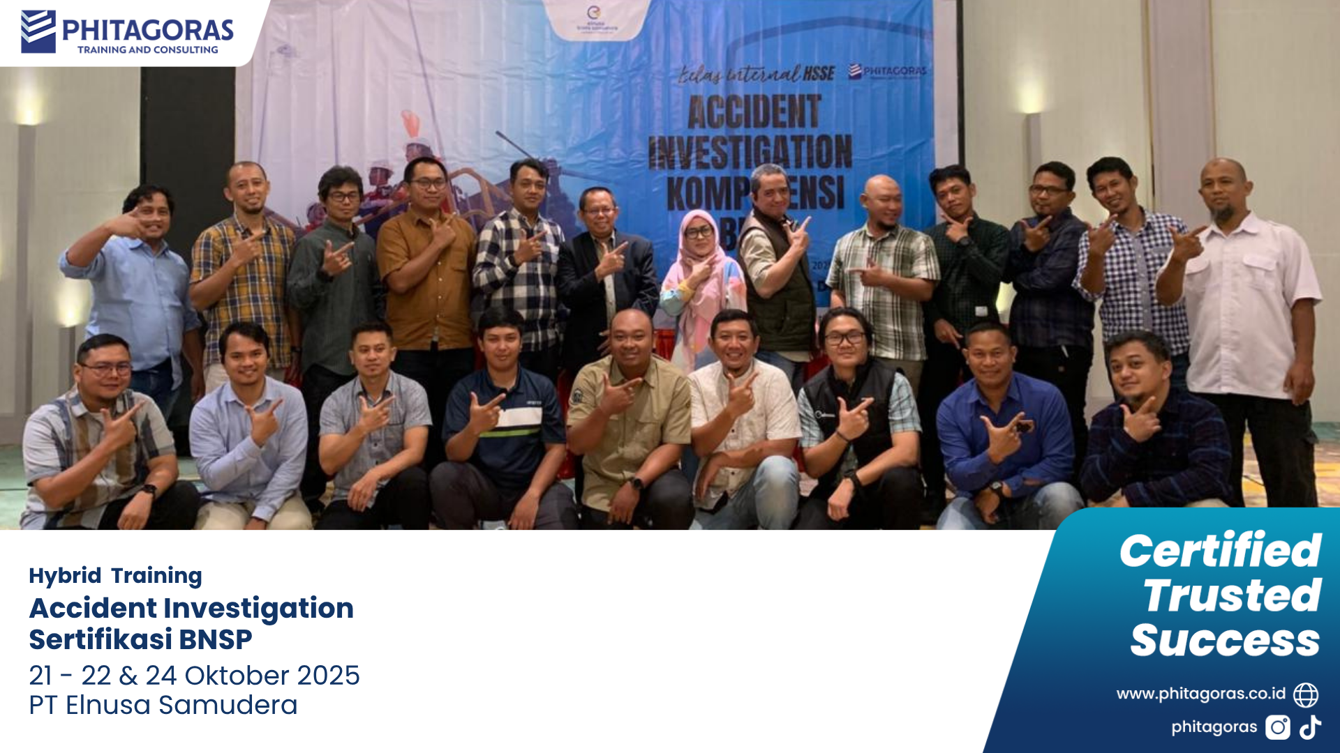 Foto Bersama Hybrid Training Accident Investigation Sertifikasi BNSP - PT Elnusa Samudera 21 - 22 & 24 Oktober 2025