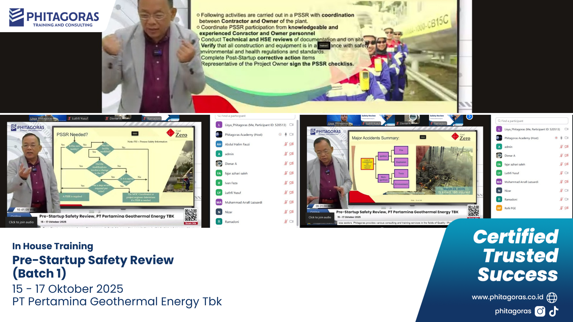 Foto Kegiatan In House Training Pre-Startup Safety Review (Batch 1) - PT Pertamina Geothermal Energy Tbk 15 - 17 Oktober 2025