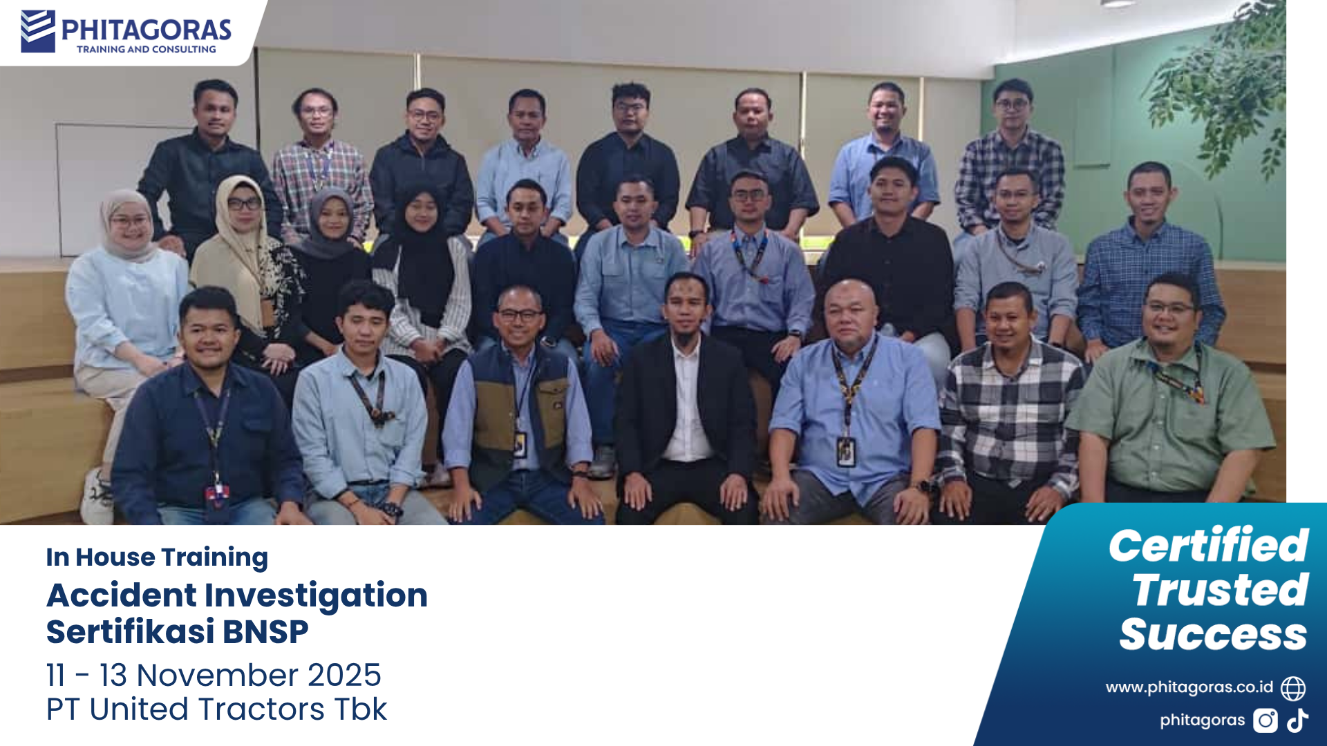 Foto Bersama In House Training Accident Investigation Sertifikasi BNSP - PT United Tractors Tbk 11 - 13 November 2025