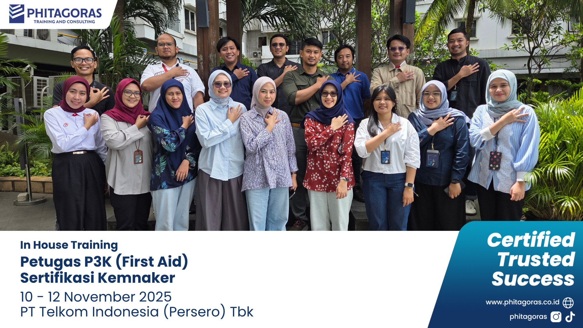 Foto Bersama In House Training Petugas P3K (First Aid) Sertifikasi Kemnaker - PT Telkom Indonesia (Persero) Tbk 10 - 12 November 2025