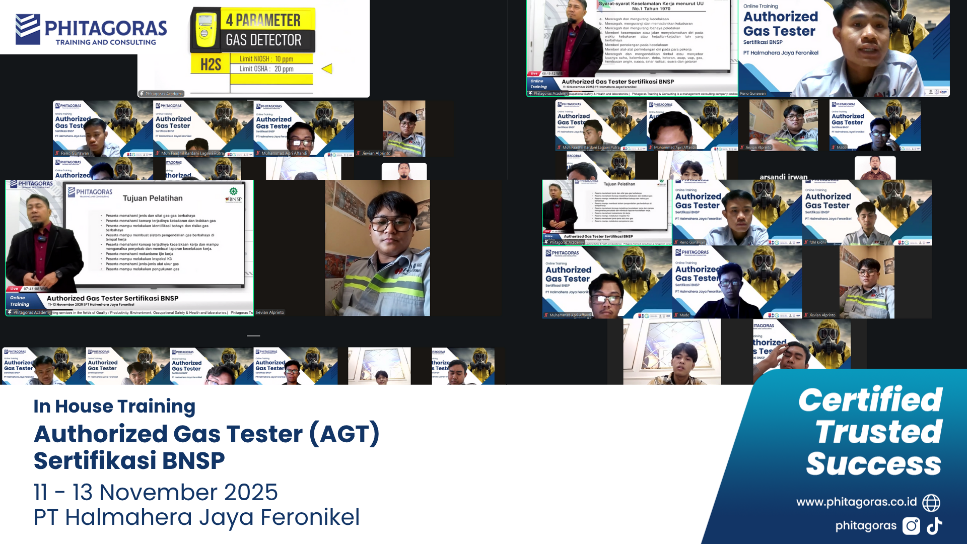 Foto Kegiatan In House Training Authorized Gas Tester (AGT) Sertifikasi BNSP - PT Halmahera Jaya Feronikel 11 - 13 November 2025