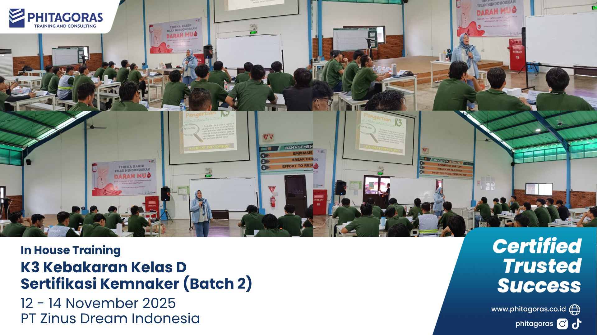 Foto Kegiatan In House Training K3 Kebakaran Kelas D Sertifikasi Kemnaker (Batch 2) - PT Zinus Dream Indonesia 12 - 14 November 2025
