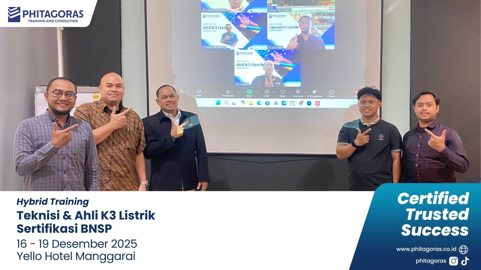 Foto Bersama Hybrid Training Teknisi & Ahli K3 Listrik Sertifikasi BNSP 16 - 19 Desember 2025 di Yello Hotel Manggarai