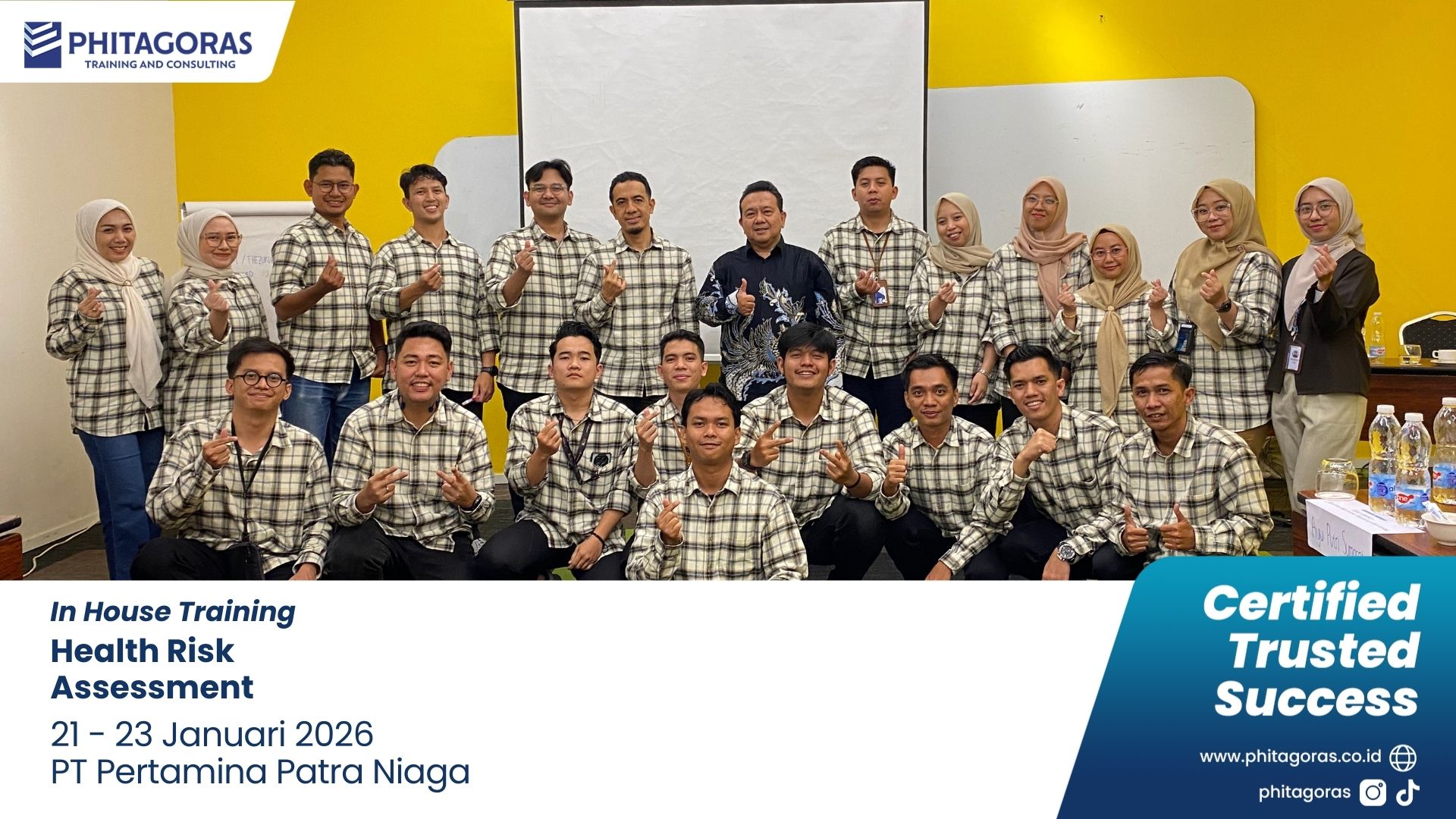 Foto Bersama In House Training Health Risk Assessment - PT Pertamina Patra Niaga 21 - 23 Januari 2026 di The Zuri Hotel Palembang