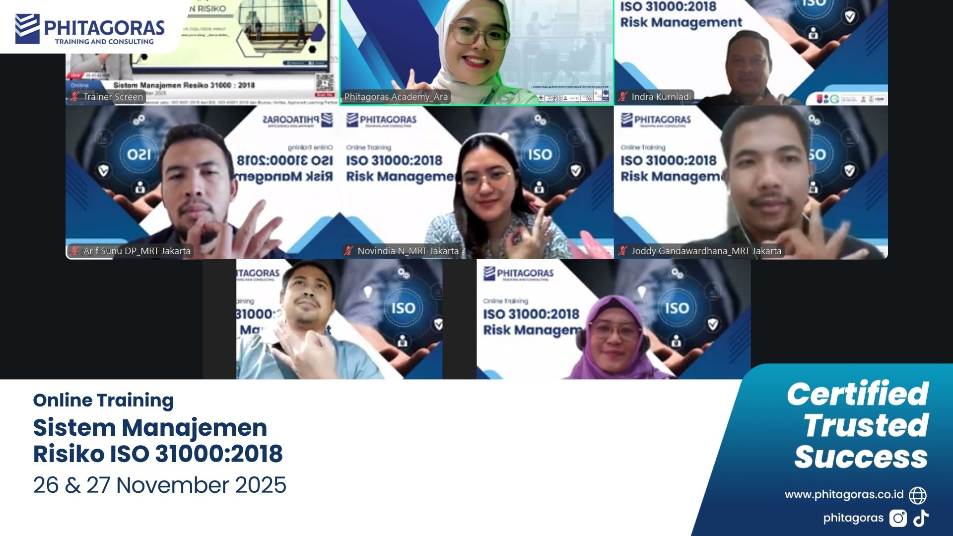 Foto Bersama Online Training Sistem Manajemen Risiko ISO 31000:2018 - 26 & 27 November 2025