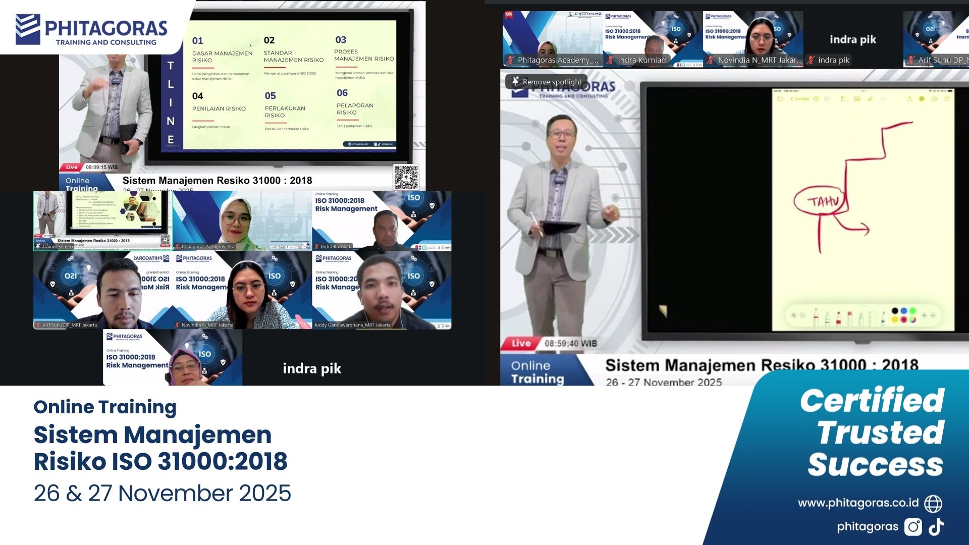 Foto Kegiatan Online Training Sistem Manajemen Risiko ISO 31000:2018 - 26 & 27 November 2025