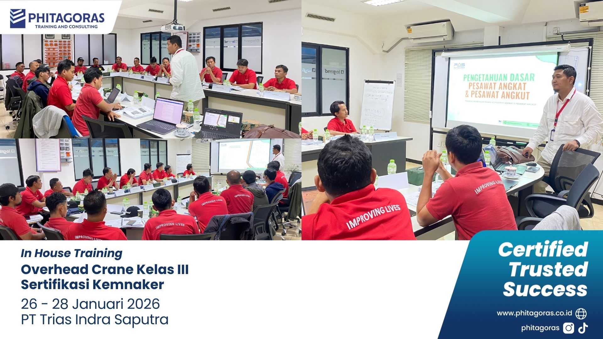 Foto Kegiatan In House Training Overhead Crane Kelas III Sertifikasi Kemnaker - PT Trias Indra Saputra 26-28 Januari 2026