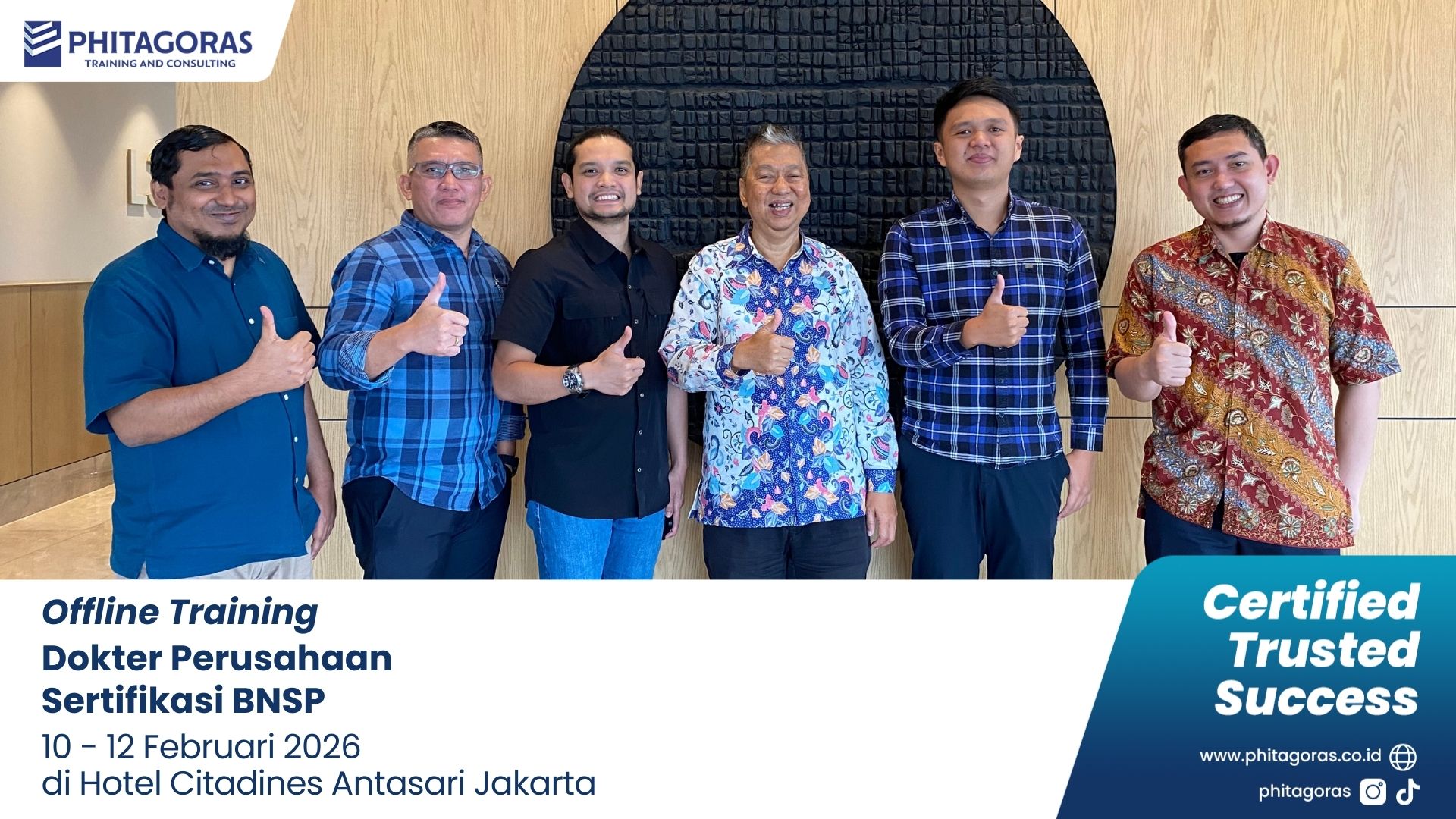 Foto Bersama Offline Training Dokter Perusahaan Sertifikasi BNSP 10 - 12 Februari 2026 di Hotel Citadines Antasari Jakarta