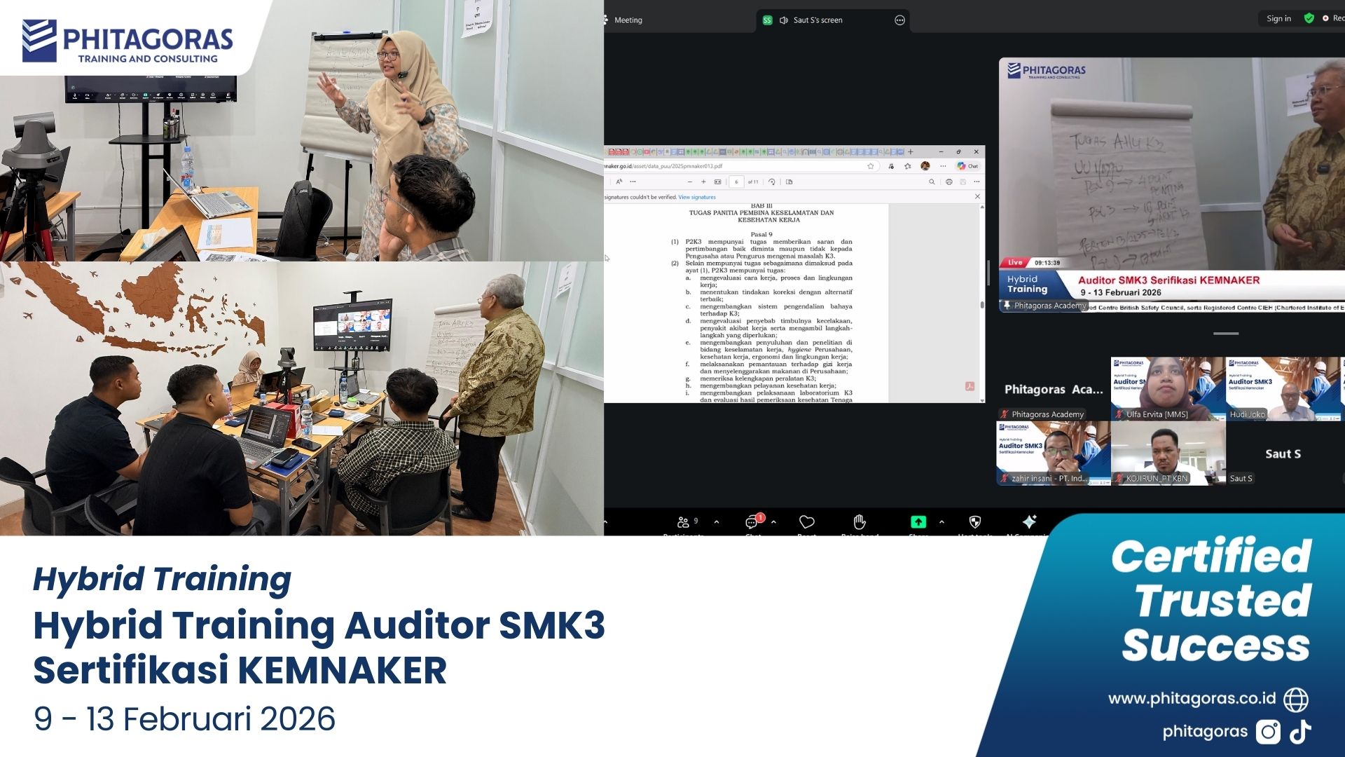 Foto Kegiatan Hybrid Training Auditor SMK3 Sertifikasi KEMNAKER 9-13 Februari 2026