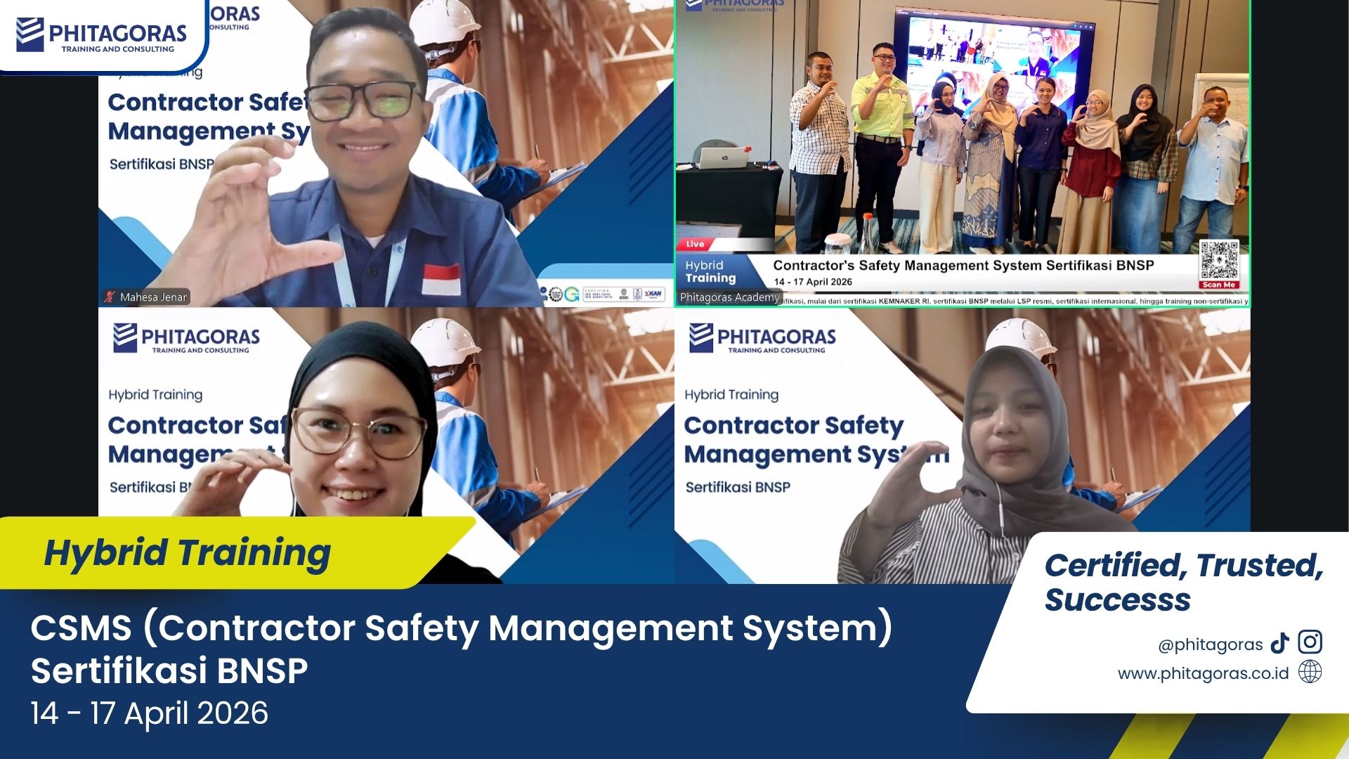 Foto Bersama Hybrid Training CSMS (Contractor Safety Management System) Sertifikasi BNSP (14 - 17 April 2026)