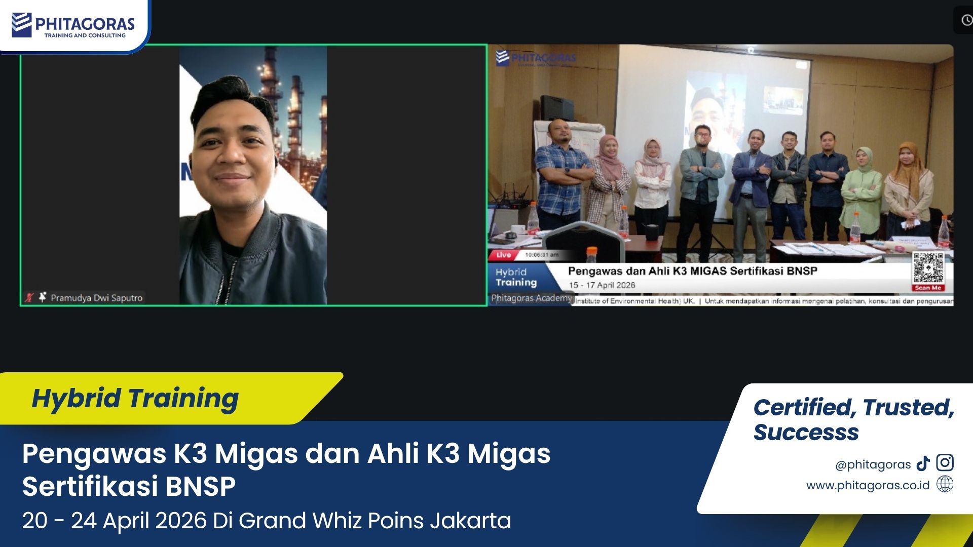 Foto Bersama Hybrid Training Pengawas K3 Migas dan Ahli K3 Migas Sertifikasi BNSP 20 - 24 April 2026 Di Grand Whiz Poins Jakarta