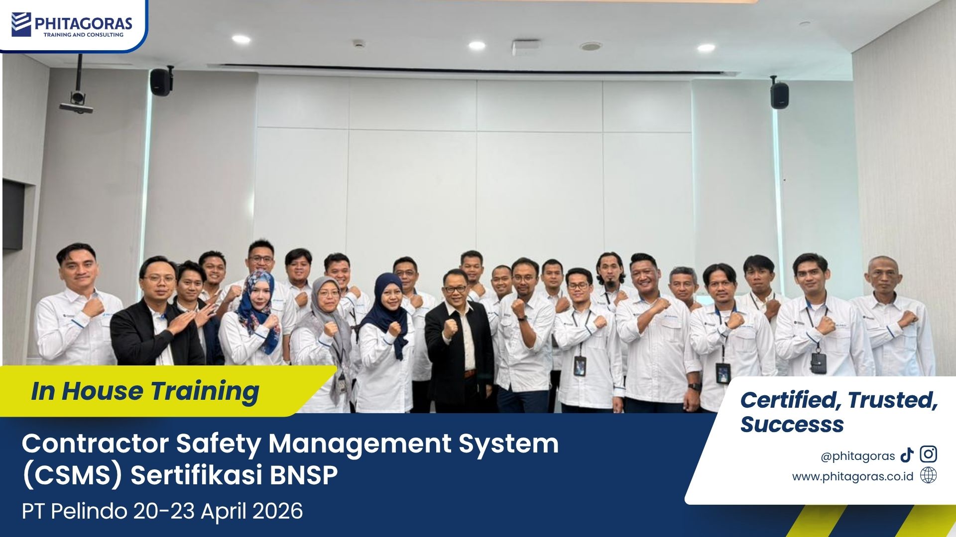 Foto Bersama In House Training Contractor Safety Management System (CSMS) Sertifikasi BNSP PT Pelindo 20-23 April 2026
