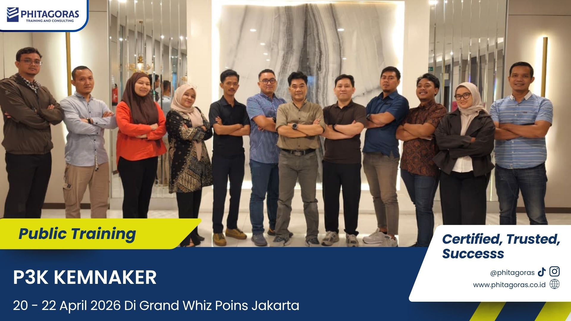 Foto Bersama Public Training P3K KEMNAKER 20-22 April 2026 Di Grand Whiz Poins Jakarta