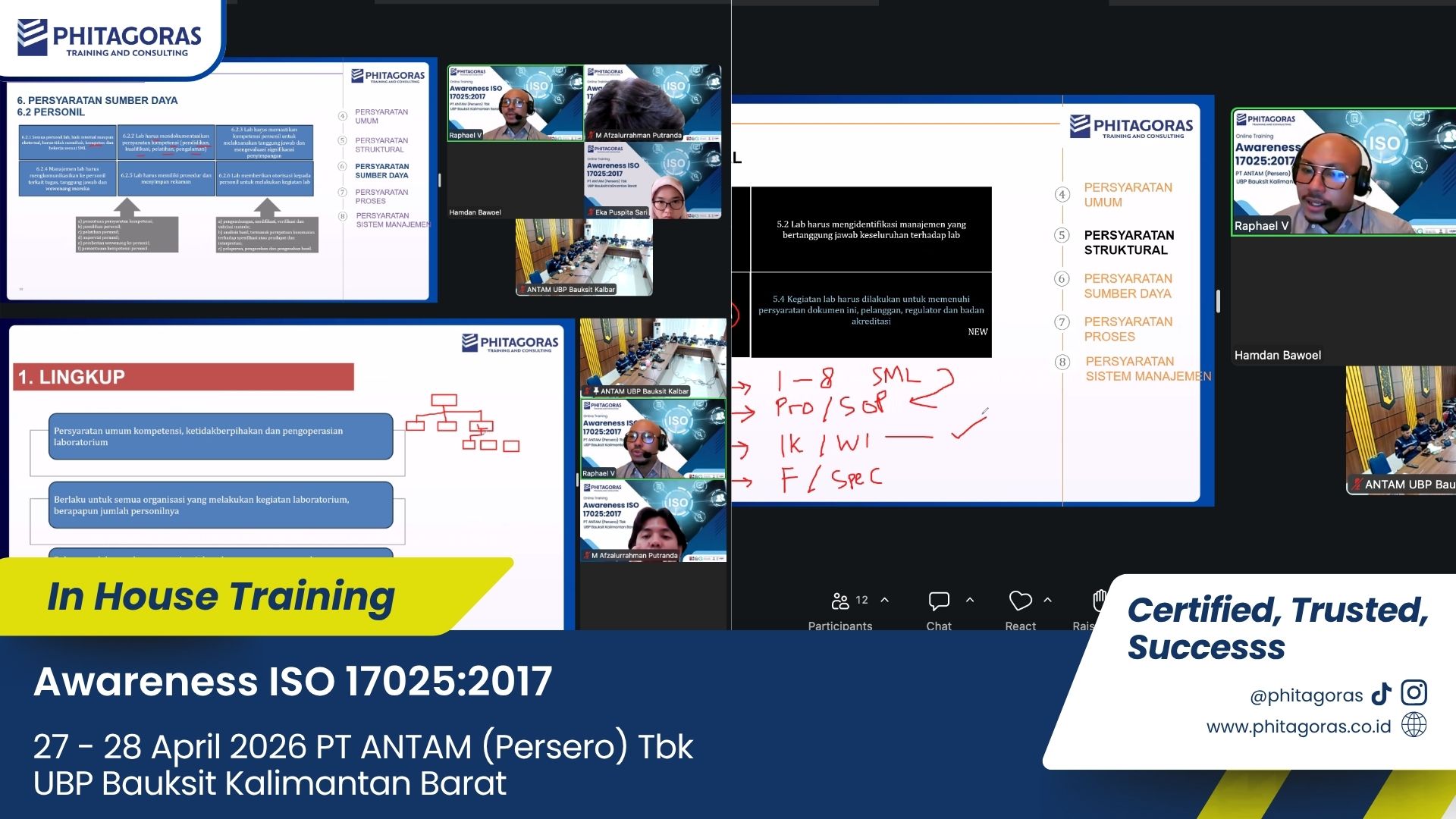 Foto Kegiatan In House Training Awareness ISO 170252017 - PT ANTAM (Persero) Tbk UBP Bauksit Kalimantan Barat 27 - 28 April 2026