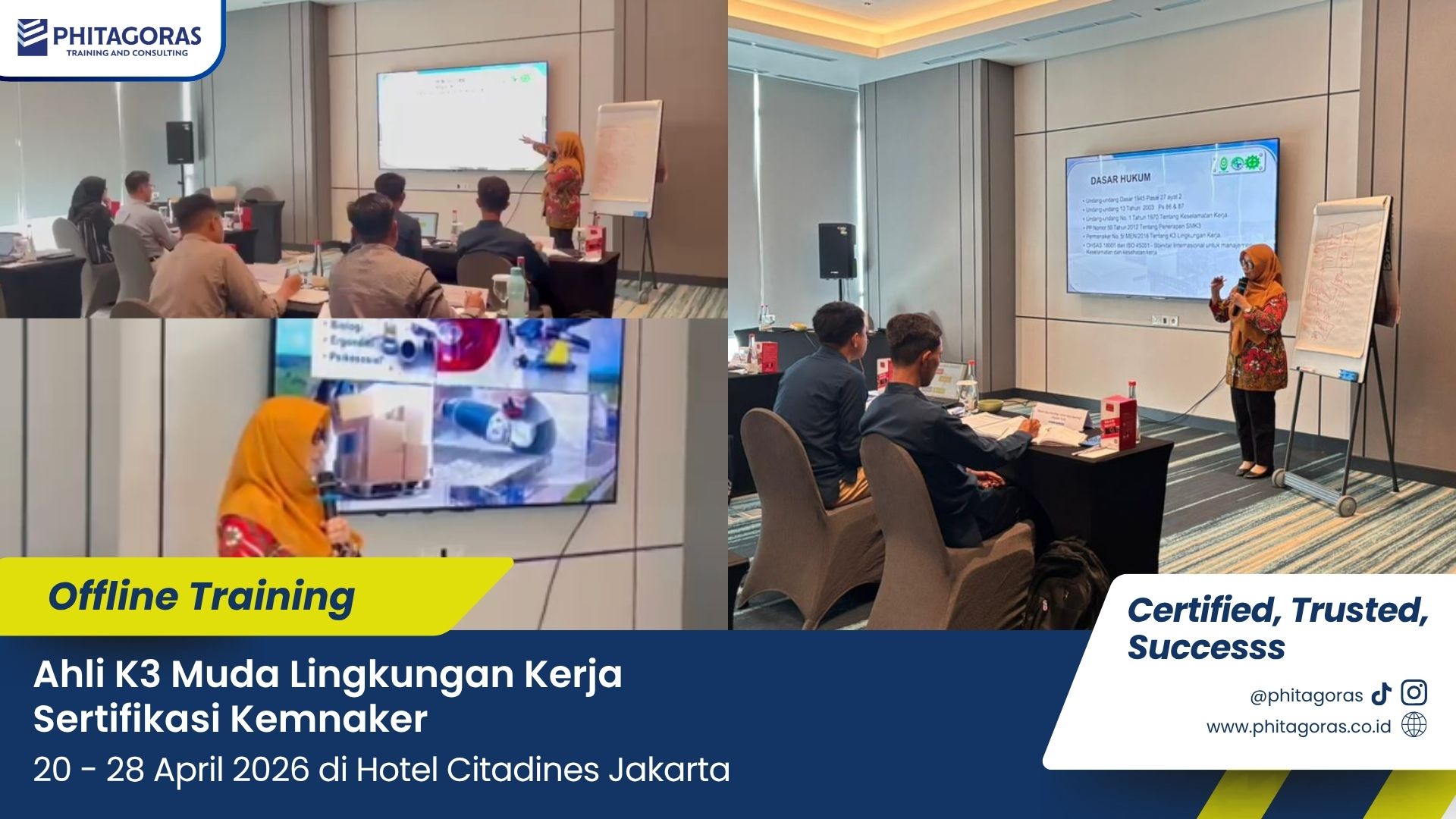 Foto Kegiatan Offline Training Ahli K3 Muda Lingkungan Kerja Sertifikasi Kemnaker 20 - 28 April 2026 di Hotel Citadines Jakarta