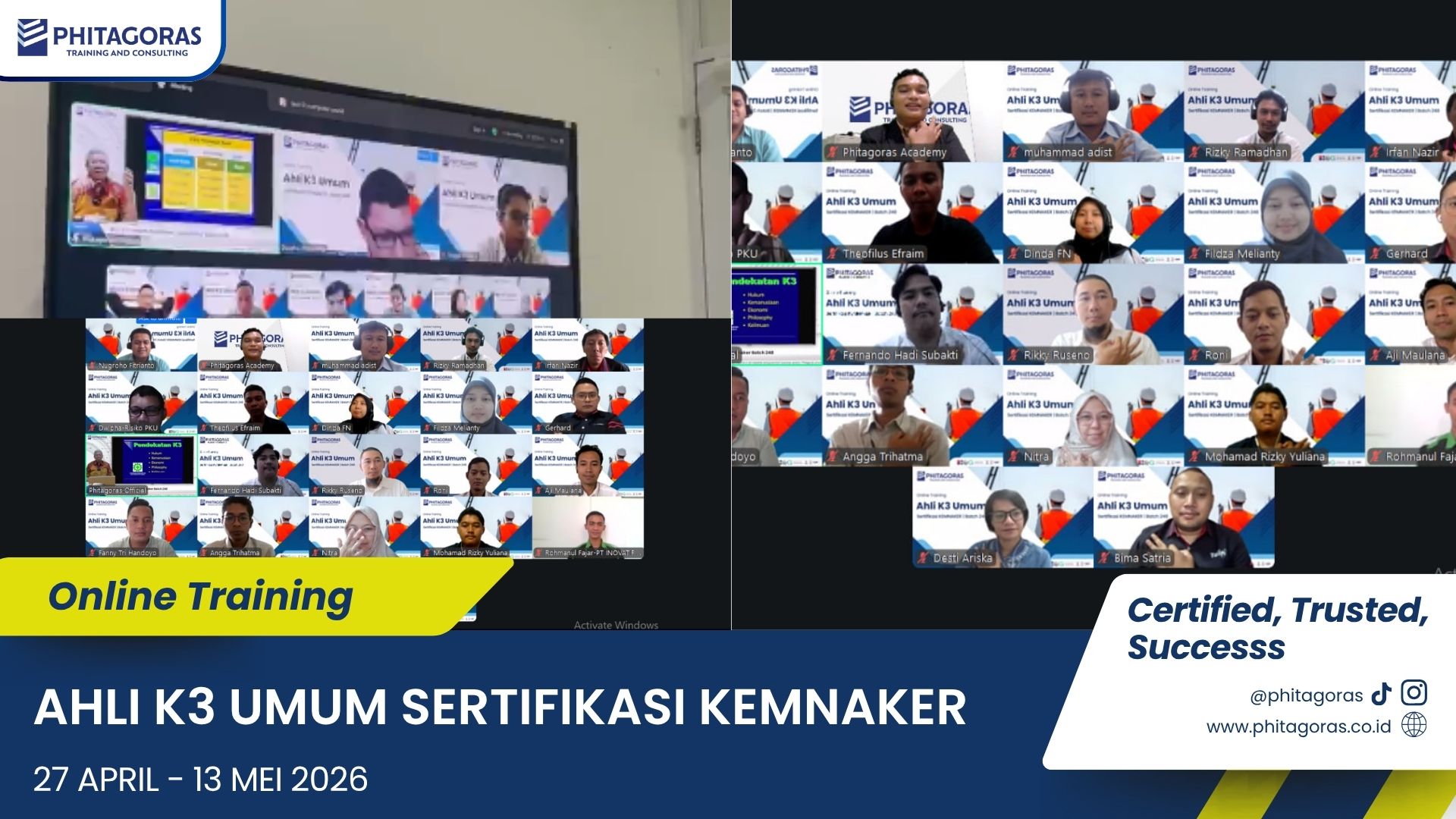 Foto Kegiatan Online Training Ahli K3 Umum Sertifikasi KEMNAKER 27 April - 13 Mei 2026