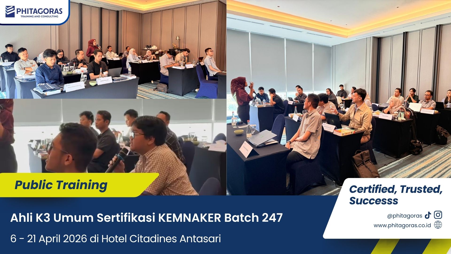 Foto Kegiatan Public Training Ahli K3 Umum Sertifikasi KEMNAKER 6 - 21 April 2026 (Batch 247) di Hotel Citadines Antasari