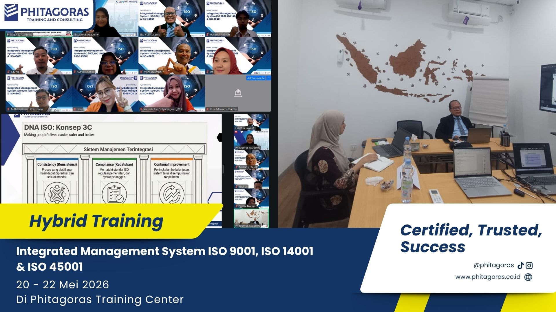Foto Kegiatan Hybrid Training Integrated Management System ISO 9001, ISO 14001 & ISO 45001 20 - 22 Mei 2026 Di Phitagoras Training Center