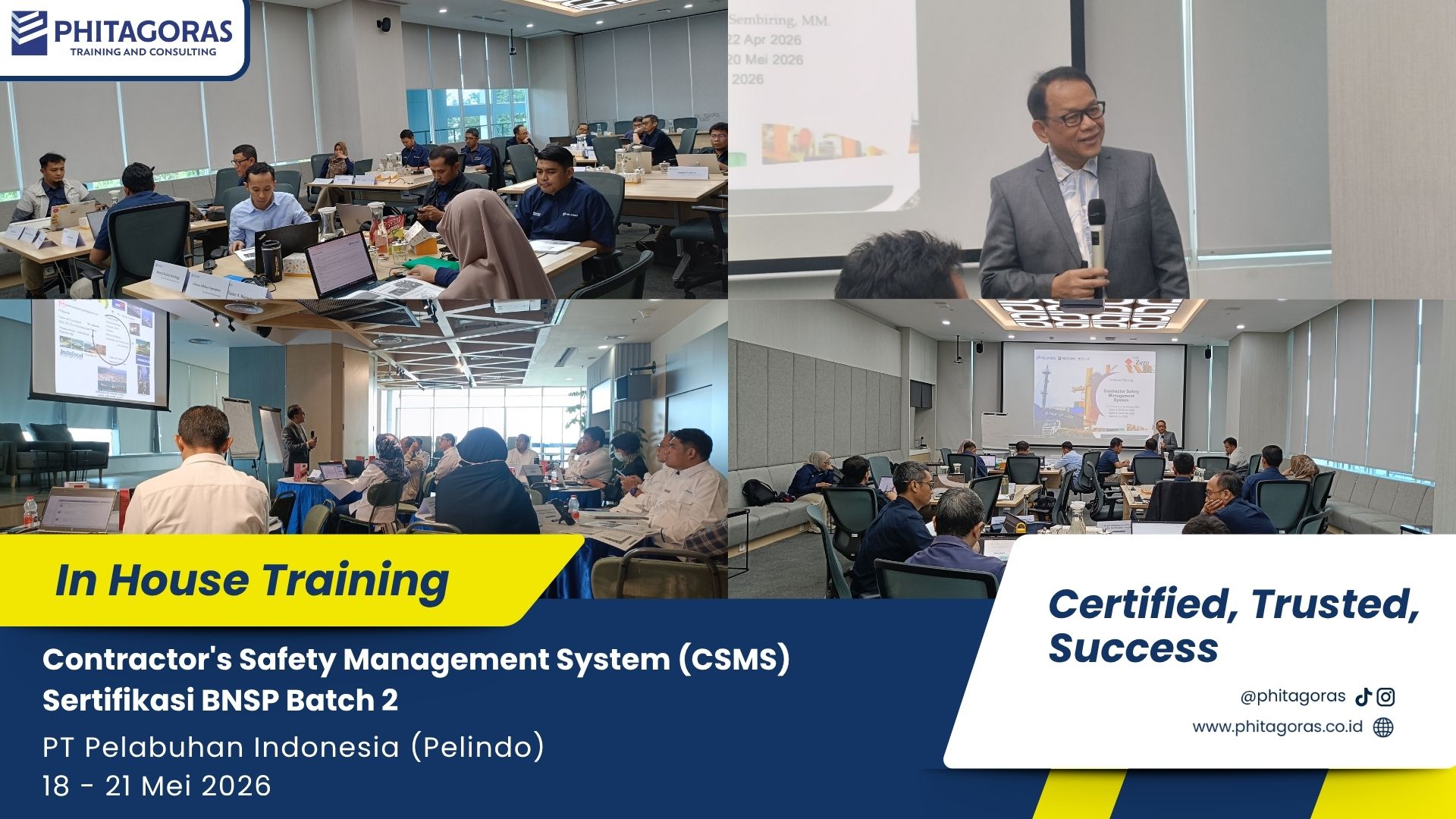 Foto Kegiatan In House Training Contractor's Safety Management System (CSMS) Sertifikasi BNSP - PT Pelabuhan Indonesia (Pelindo) 18 - 21 Mei 2026 (Batch 2)