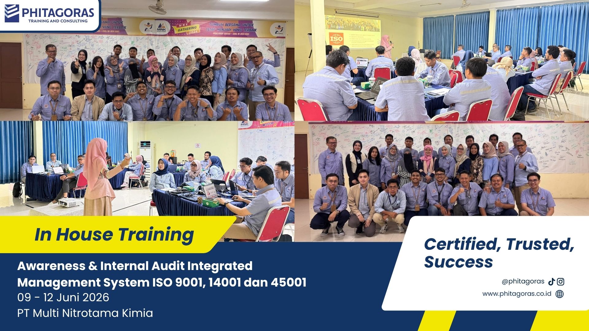 Foto bersama In House Training Awareness & Internal Audit Integrated Management System ISO 9001, 14001 dan 45001 - PT Multi Nitrotama Kimia 09 - 12 Juni 2026